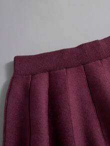 GIGOGOU 秋冬厚款保暖针织女毛衣裙 - 酒紅色 - 查看 5