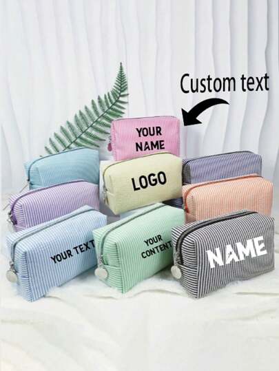 Customizable Name Folding Lightweight Cosmetic Bag, Party Style Makeup Bag, Striped Travel Organizer, Makeup Bag, Travel Accessories Multi-Functional, Space-Saving, Letter, Striped Exquisite, Stylish, Tidy, Contracted, Casual, Basics Unique Treasurefinds, Girls Gift, Holiday Gift Ideal Gifts For Her Girlfriend, Family, Friends For Anniversaries, Stylish, Vintage, Personalized, Custom, Girlfriend, Her, Boyfriend, Friends, Customized Makeup Bags, Summer Bright Juicy Beauty,Beauty & Health,Halloween Edit,Fall Decor