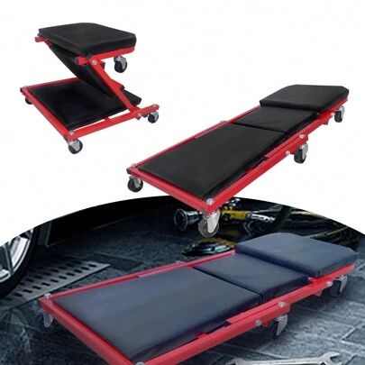 Froadp 2 In 1 Foldable Workshop Rolling Board Assembly Rolling Board Workshop Chair With 360° Swivel Casters Assembly Stool, Up To 150KG