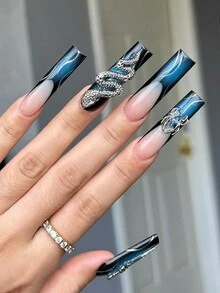 Nail Kingdom 240 片/盒 新款带刻度辅助线棺材假指甲超薄全覆盖和半覆盖长芭蕾舞者椭圆形假指甲 DIY 美甲沙龙指甲 - 無色 - 查看 9