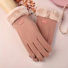 2pcs/1 Pair Winter Sports Warm Gloves, Women Windproof Waterproof Cold-Proof Cycling Driving Touchscreen Non-Slip Gloves