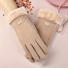 2pcs/1 Pair Winter Sports Warm Gloves, Women Windproof Waterproof Cold-Proof Cycling Driving Touchscreen Non-Slip Gloves