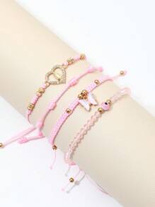 4 peças pulseiras de coração da Virgem Maria mexicana da moda, conjunto de pulseiras de borboleta com mau olhado feito à mão para mulheres e meninas, tornozeleiras, joias, presentes