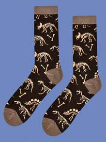 1 Pair Of Fun Cartoon Character Crew Socks - Soft Breathable  Blend Fabric, Comfy Casual Design, Novelty Pattern For Men Outdoor Wear All Seasons