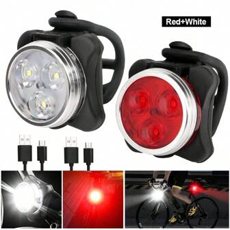 1pc USB Rechargeable Bicycle Front Light High Brightness COB Cycling Rear Warning Light