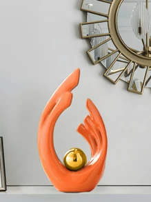 Elementos de decoración del hogar blancos con plata, decoración moderna de mediados de siglo para mesas, estatuas y esculturas de formas cerámicas de arte abstracto como centros de mesa decorativos, decoración de repisas con resina, perfectos para regalos del Día de la Madre y decoración de bodas (plata)