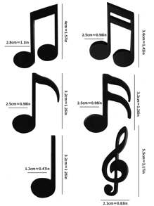 Set Of 6 Black And White Musical Note Magnets, Creative Music Note Magnetic Stickers, Fridge Magnets, High Treble Clef Magnets, Personalized Refrigerator Decoration Magnets