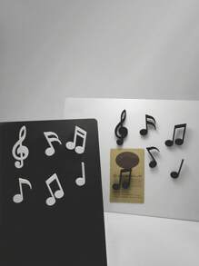 Set Of 6 Black And White Musical Note Magnets, Creative Music Note Magnetic Stickers, Fridge Magnets, High Treble Clef Magnets, Personalized Refrigerator Decoration Magnets