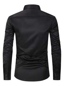 1pc Men's Casual Business Long Sleeve Shirt , Regular Fit Wrinkle-Free, Suitable For Business, Commute, Casual Gatherings, Dates , Great Gift For Boyfriends, Husbands, Fall
