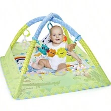 1set Deluxe Baby Fitness Frame & Activity Mat, Removable Fencing, Comes With Diverse Hanging Toys, No Ocean Balls, Foldable Fabric Baby Play Mat, Promoting Sensory Development, Cute Animal Theme, Popular Gift For Infants 0-3 Years Old, Interactive Play Area - Multicolor - View 11