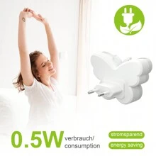 Lumière nocturne papillon LED en ABS avec capteur photocellule et éclairage, pour chambre à coucher, couloir, hall d'entrée, salle de bain, prise de type C UE