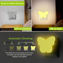 Lumière nocturne papillon LED en ABS avec capteur photocellule et éclairage, pour chambre à coucher, couloir, hall d'entrée, salle de bain, prise de type C UE