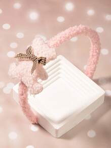 1pc Teddy Plaid Bow Headband, Cute & Versatile For Girls, Suitable For Daily Outfit, Birthday, Wedding, Holiday Decoration - Multicolor - View 8