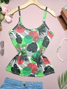 FASHION Women's Tank Top Plus Size Straps G1 Stretches Well NEW Prints - 炎綠黑拳 - 查看 1