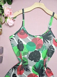 FASHION Women's Tank Top Plus Size Straps G1 Stretches Well NEW Prints - 炎綠黑拳 - 查看 3