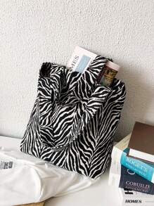 Women's Shoulder Bag, Women's Handbag, Solid Color Women's Bag, Suitable For Travel, Suitable For Shopping, Can Be Customized With Photos, DIY, Birthday Gift, Valentine's Day Gift, Gift For Girlfriend, Boyfriend, Kids, Mother's Day Gift, Father's Day Gift, Halloween Gift, Christmas Gift, Large Capacity, Foldable, Lightweight, Fashionable, Minimalist, Versatile - Black and White - View 7