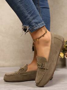 Slip-On Casual Loafers For Women, Breathable Driving Moccasins, New Autumn/Winter Retro British Style Suede Flat Shoes