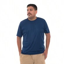 Kit 3 Dry Fit Men's Plus Size Gym Sports T-Shirts - 黑色/藍色/酒紅色 - 查看 7