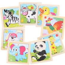 1件/4件儿童拼图卡通动物汽车木制拼图早教拼图木制玩具麦克风玩具多款式车辆交通熊鸭子狐狸恐龙老虎狮子熊猫动物拼图生日派对礼物早教玩具礼物,拼图,儿童玩具,木制玩具 - 彩色 - 查看 2