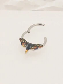 1pc Stainless Steel Drop-Shaped Moth Design Nose Ring - Multicolor - View 7