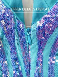 Elegancka damska sukienka z cekinami i dekoltem w serek, typu spaghetti, syrenka, na wieczorne przyjęcie