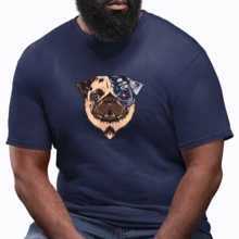 Men's Plus Size Strreetwear Robotic Dog Print Short Sleeve T-Shirt 100% Cotton Mesh - 藏蓝色 - 查看 1