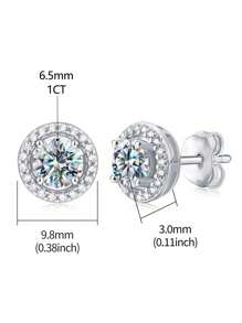 Esberry 1pair Moissanite Rhinestone Wedding Earrings For Women S925 Sterling Silver Stud Earrings Luxury Fine Jewelry Gifts For Girls For Mother's Day Engagement Bridal Jewelry