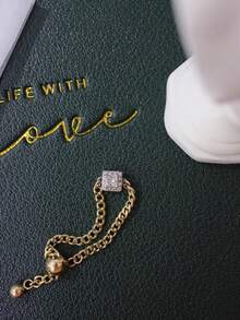 1 chiếc nhẫn xích kéo có thể điều chỉnh được làm từ bạc Sterling S925 mạ vàng 18K cắt kiểu công chúa đính kim cương, phụ kiện đeo hàng ngày - phong cách 1 - Xem 6