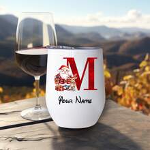 1 个 12 盎司刻字蛋形圣诞酒杯，26 个字母个性化圣诞老人图案双层隔热不锈钢带盖玻璃杯，是送给家人和朋友的完美圣诞礼物 - 彩色的 - 查看 22