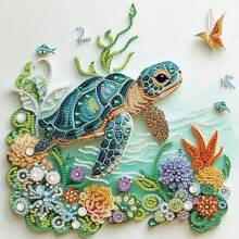 1/4pcs DIY Diamond Art Painting Kits For Adults, 5D Special Shape Crystal Rhinestone Diamond Art Kits For Beginners, For Home Wall Decoration Gift 12x12 Inch, Sea Turtle - Green - View 10