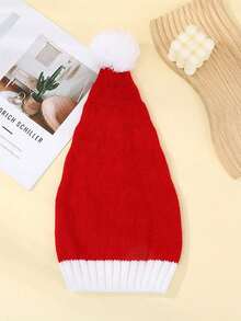 1/2 Winter Lady's Red Knitted Wool Santa Hat - 1 Piece, Adjustable Size. Suitable For Wearing In Winter To Keep Warm And Create A Christmas Atmosphere. For Christmas, A Christmas Gift, Christmas.