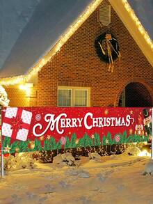 1 pièce Bannière de Noël 200*40cm, motif Casse-noisette Joyeux Noël en polyester, décorations de Noël, accessoire de fête à suspendre, décoration murale de clôture de jardin extérieur, fournitures de fête de Noël, ornement de Noël à suspendre