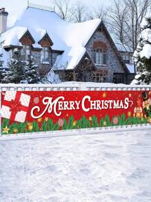 1 pièce Bannière de Noël 200*40cm, motif Casse-noisette Joyeux Noël en polyester, décorations de Noël, accessoire de fête à suspendre, décoration murale de clôture de jardin extérieur, fournitures de fête de Noël, ornement de Noël à suspendre