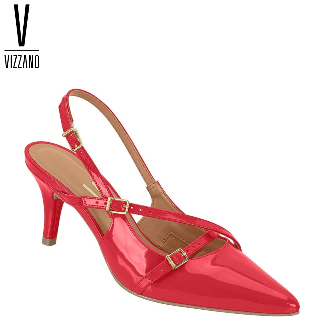 Vizzano Women's ORIGINAL Thin 7.5 CM Formal Shoe - Khóa sơn màu đỏ - Xem 1