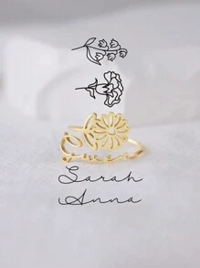 Mysterious And Elegant, Romantic And Fantastic, The Flower Is Born In December. The Adjustable Stainless Steel Ring With A Flower Opening Can Be Customized With English Names. It Is A Delicate Birthflower Text Ring That Can Be Given To Her. It Is A Versatile Jewelry Accessory For Daily Banquets And Vacations, And Is Very Suitable As A Creative Surprise Gift For Loved Ones