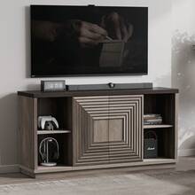 SICOTAS Large Sideboard Buffet Storage Cabinet - Wood Credenza Buffet Table With Storage, Concentric Squares Sliding Door, Entryway Table Coffee Bar Cabinet For Kitchen Entryway Living Room - Natural Oak - 查看 2