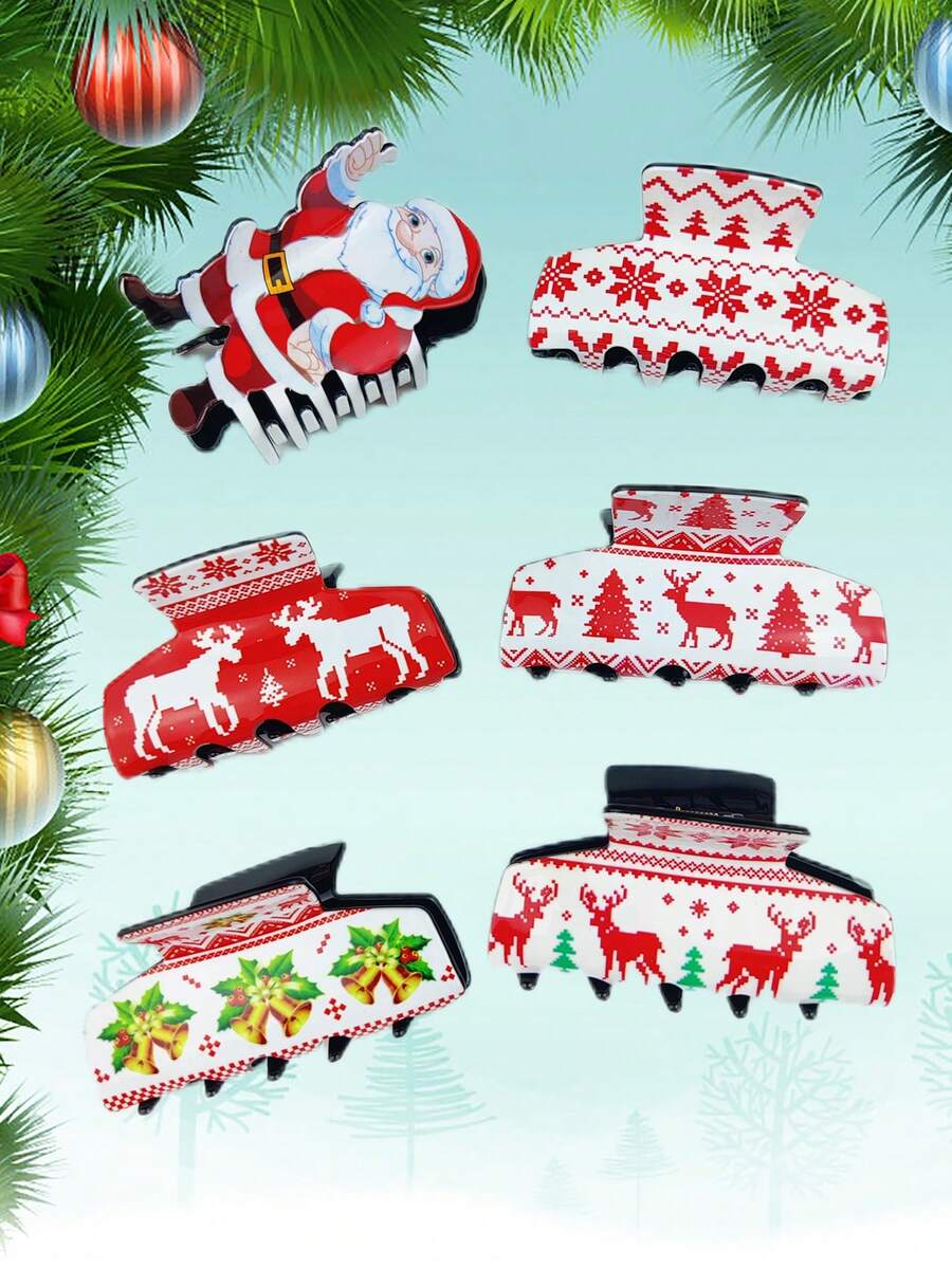 1 kẹp tóc hình ông già Noel, cây thông, nai sừng tấm, chuông, bông tuyết, làm quà tặng Giáng sinh