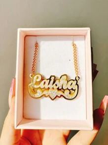 Spersonalizowany naszyjnik z imieniem, akrylowa tabliczka znamionowa, biżuteria - Bling Name Necklace - Personalized Name Chain - Prezenty świąteczne dla dziewczynek