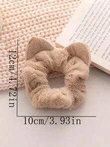 4 dây buộc tóc bằng vải polyester trơn màu dễ thương thường ngày cho nữ, mùa thu/đông (màu cà phê, kaki, trắng, be) - Nhiều màu - Xem 2