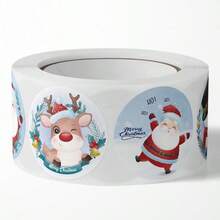 1000pcs Roll Cartoon Merry Christmas Sticker Santa Adhesive Decorative Stickers For Xmas Gifts Envelop Seals Cards Packages,Christmas - Multicolor - View 3