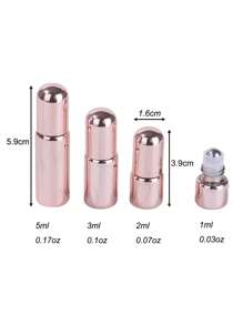 2/3/4/5pcs 1/2/3/5ml Rose Gold Roll-On Bottles, Electroplated Roll-On Bottles, Glass Essential Oil Bottles, Perfume Refillable Bottles, Portable Cosmetic Tools - Pink - View 6