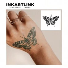 INKARTLINK Revolutionary Technology Tattoo, Semi-Permanent Tattoo, Butterfly, Realistic Tattoo, Heart-Stirring Tattoo, Temporary Tattoo, Fake Tattoo, Waterproof, Authentic Tattoo Appearance, Niche Design Tattoo, Fruit Juice Tattoo, Plant Tattoo - Black - View 3