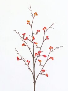 1朵人工紅色水果，95cm長，5叉57朵紅色果實，EVA製造材料，防氧化不退色，現代簡約的新年風格，適用於家居裝飾、派對、客廳、餐廳、DIY牆壁、場景裝飾。 - 橘色 - 查看 9