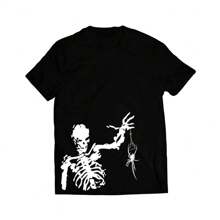 Streetwear Skull T-Shirt Premium Streetwear Stylish Plus Size Shirt Fastest Shipping From Brazil - 黑色 - 查看 1