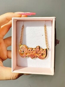 Spersonalizowany naszyjnik z imieniem, akrylowa tabliczka znamionowa, biżuteria - Bling Name Necklace - Personalized Name Chain - Prezenty świąteczne dla dziewczynek