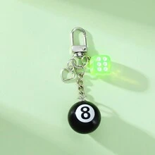 1 件轻质台球运动员钥匙扣易于携带树脂 8 球设计钥匙圈饰品包吊坠钥匙扣配件小礼物 - 彩色 - 查看 4