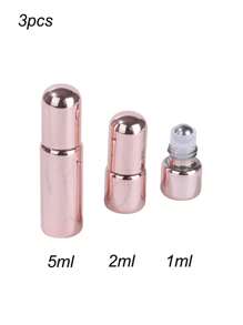 2/3/4/5pcs 1/2/3/5ml Rose Gold Roll-On Bottles, Electroplated Roll-On Bottles, Glass Essential Oil Bottles, Perfume Refillable Bottles, Portable Cosmetic Tools - Pink - View 7