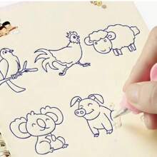 Weihnachtsdekoration 4er Pack Das gerillte Schreibheft für Alter 4-8, wiederverwendbares geriffeltes Schreibheft, magisches Rillenpraktikumskopfbuch, Vorschulrillenkallligraphie-Set mit 5 Nachfüllungen, 1 Stift, 1 Stifthalter