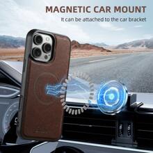 Suteni Holder SUTENI Compatible With MagSafe Magnetic Wireless Charging Mobile Phone Case Frosted Feel PU Leather 2-In-1 Magnetic Mobile Phone Case Men's Wallet Case Compatible With Iphone 16 Pro Max 15 Plus 14 13 12