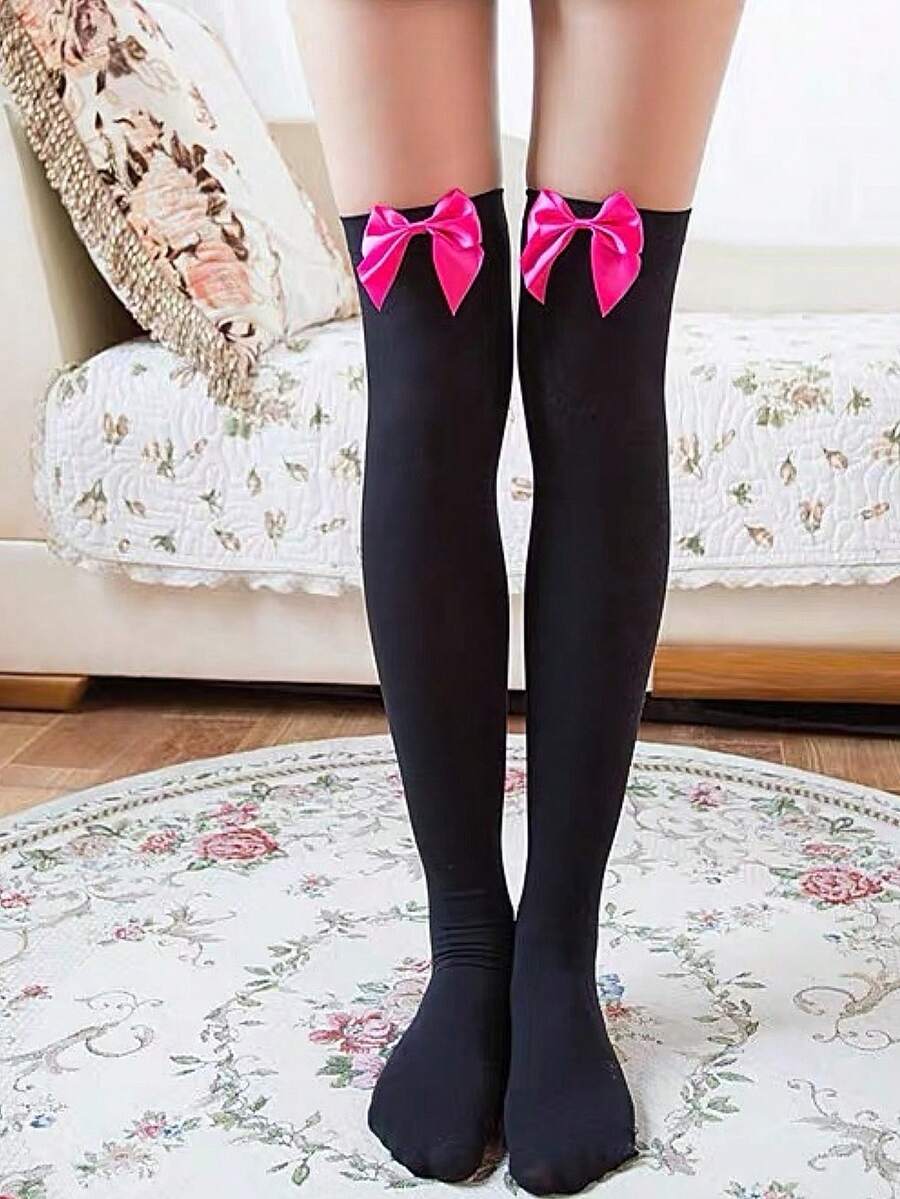 Tất bắp chân mỏng thoáng khí, dễ thương, ngọt ngào và mát mẻ, thoáng khí, dễ thương nhưng gợi cảm - Màu Hồng Tươi - Xem 1